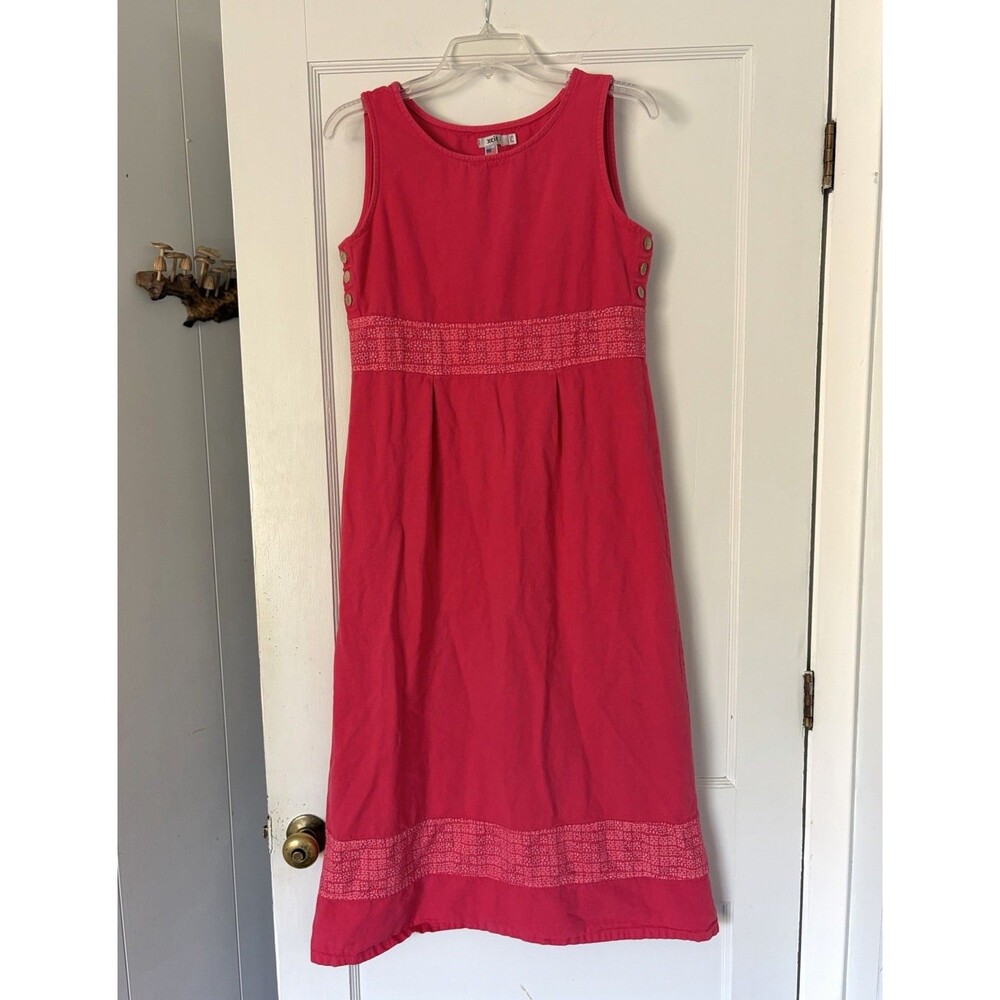 Vintage 90s Y2K Xcit USA Muted Red Cotton Modest Long Jumper Maxi Dress Sz PS